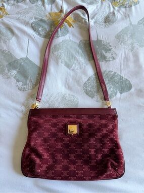 Vintage Celine Burgundy Monogram Shoulder/Crossbody Bag Gold Hardware